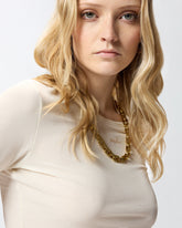 Cropped sweater with chain - | Pinko