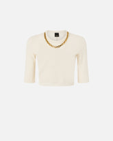 Cropped sweater with chain - | Pinko