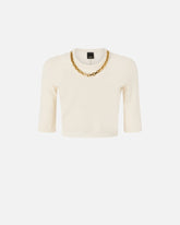 Cropped sweater with chain - | Pinko