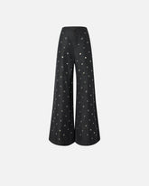Wide-leg jeans in dark denim with eyelets - | Pinko