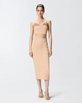 Slim-fit midi dress with jewel embroidery - | Pinko