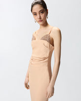 Abito midi aderente con ricamo gioiello - | Pinko