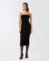 Robe midi ajustée avec broderie bijou - | Pinko