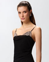 Robe midi ajustée avec broderie bijou - | Pinko
