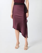 Asymmetric pencil skirt in satin - | Pinko