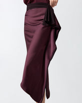 Asymmetric pencil skirt in satin - | Pinko
