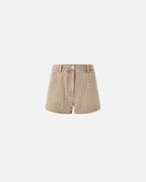 Shorts in denim marrone con borchie - | Pinko