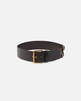 Smooth leather belt with straps, 6 cm - | Pinko