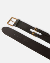 Smooth leather belt with straps, 6 cm - | Pinko