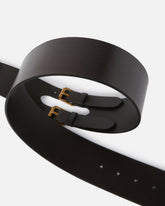 Smooth leather belt with straps, 6 cm - | Pinko
