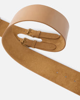 Ζώνη 6 cm από δέρμα split με ζωνάκια - | Pinko