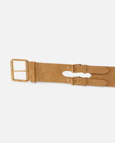 Ζώνη 6 cm από δέρμα split με ζωνάκια - | Pinko