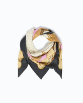 Apaszka z wielobarwnym nadrukiem - Multicolor Nero-Beige | Pinko