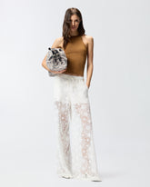 Pantaloni in pizzo rebrodé floreale - | Pinko