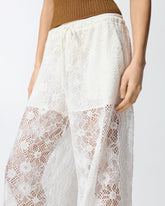 Trousers in floral embroidered lace - | Pinko