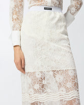 Midi skirt in lace with slits - | Pinko