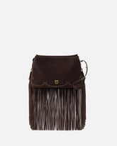 Petit sac à bandoulière One, Two, Three Bag en daim à franges - | Pinko