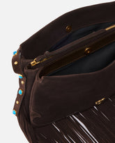 Borsa a tracolla piccola One, Two, Three Bag in suede con frange - | Pinko