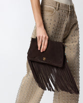Petit sac à bandoulière One, Two, Three Bag en daim à franges - | Pinko