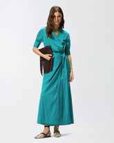 Long wrap dress with striped pattern - | Pinko