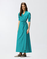 Long wrap dress with striped pattern - | Pinko