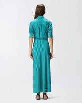 Long wrap dress with striped pattern - | Pinko