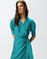 Long wrap dress with striped pattern - | Pinko