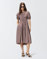 Striped midi dress with open back - | Pinko
