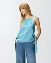 Striped top with thin shoulder straps and bows - | Pinko