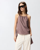 Striped top with thin shoulder straps and bows - | Pinko