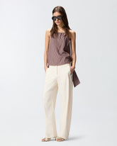 Striped top with thin shoulder straps and bows - | Pinko