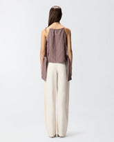 Striped top with thin shoulder straps and bows - | Pinko