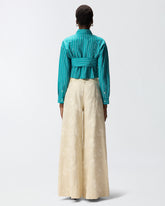 Camicia cropped a righe con fiocco - | Pinko