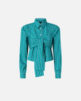 Camicia cropped a righe con fiocco - | Pinko