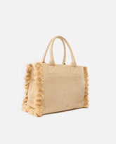 Borsa shopper media Beach in rafia con logo e nappine - Multicolor Giallo-Nero | Pinko