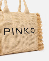 Borsa shopper media Beach in rafia con logo e nappine - | Pinko