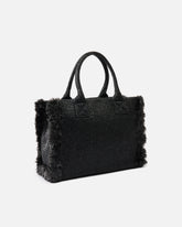Τσάντα shopper μετρίου μεγέθους Beach από rafia με λογότυπο και φουντίτσες - | Pinko