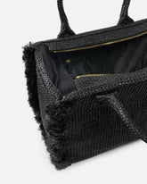 Cabas moyen Beach en raphia à logo et pompons - | Pinko