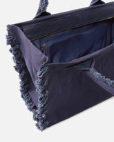 Medium Beach shopping tote in canvas with logo and fraying - | Pinko