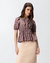 Striped cropped top with open back - | Pinko