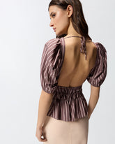 Striped cropped top with open back - | Pinko