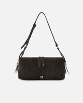 Mittelgroße Schultertasche Keeper Bag aus Veloursleder - Braun | Pinko