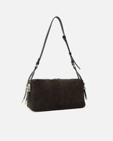 Mittelgroße Schultertasche Keeper Bag aus Veloursleder - Braun | Pinko