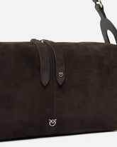 Mittelgroße Schultertasche Keeper Bag aus Veloursleder - Braun | Pinko