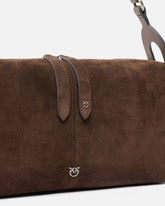 Borsa a spalla media Keeper Bag in suede - Marrone | Pinko