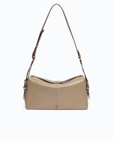 Keeper Bag medium shoulder bag in new biker leather - Beige | Pinko