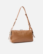 Δερμάτινη τσάντα ώμου μετρίου μεγέθους Keeper Bag new biker - Καφέ | Pinko