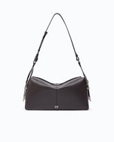Borsa a spalla media Keeper Bag in pelle new biker - Marrone | Pinko