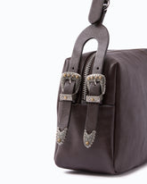 Borsa a spalla media Keeper Bag in pelle new biker - Marrone | Pinko