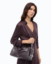 Borsa a spalla media Keeper Bag in pelle new biker - Marrone | Pinko